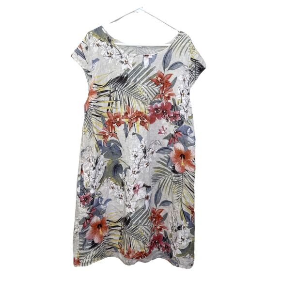 Lungo L'Arno Linen Floral Print Italian Made Dress Plus Size 2X Womens - Picture 1 of 14